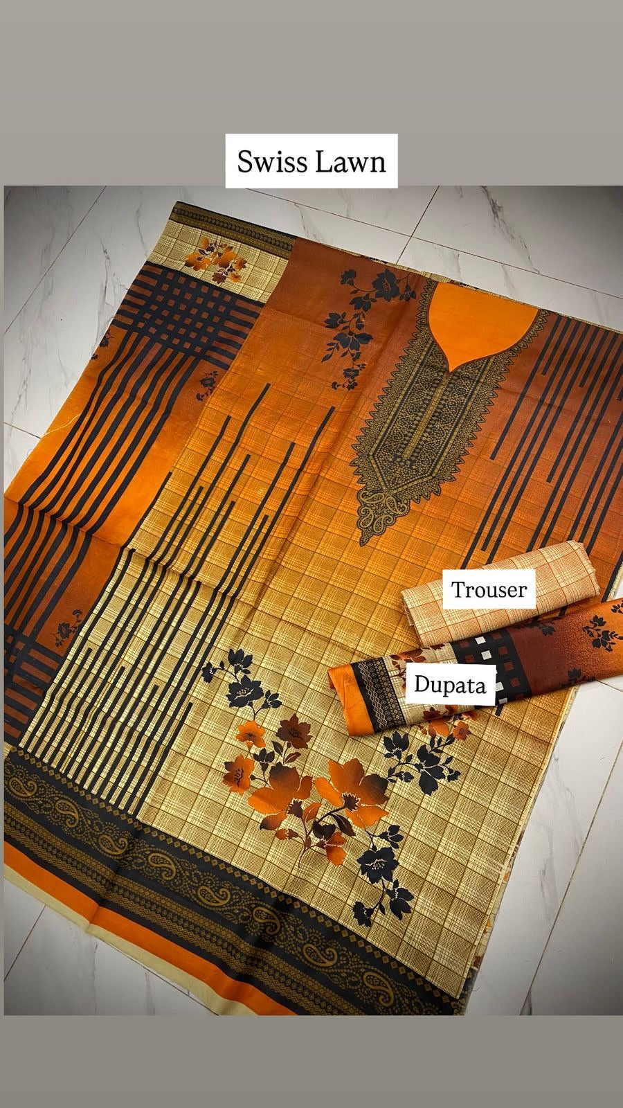 Fabric Swiss lawn (febron) Full shirt printed  Printed shalwar Printed swiss lawn dupatta