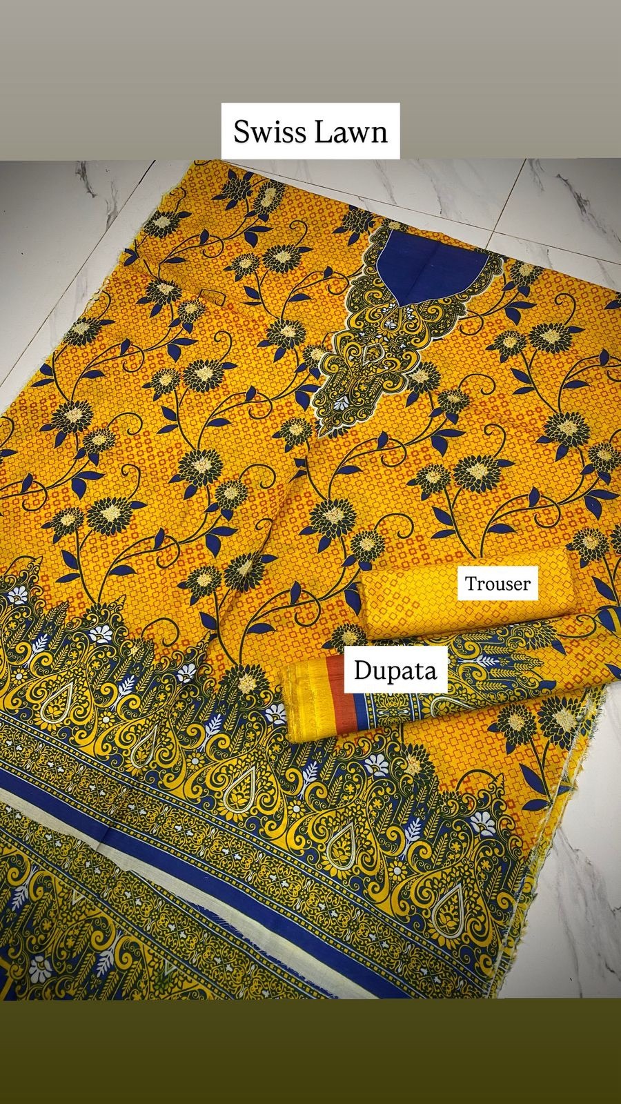 Fabric Swiss lawn (febron) Full shirt printed  Printed shalwar Printed swiss lawn dupatta