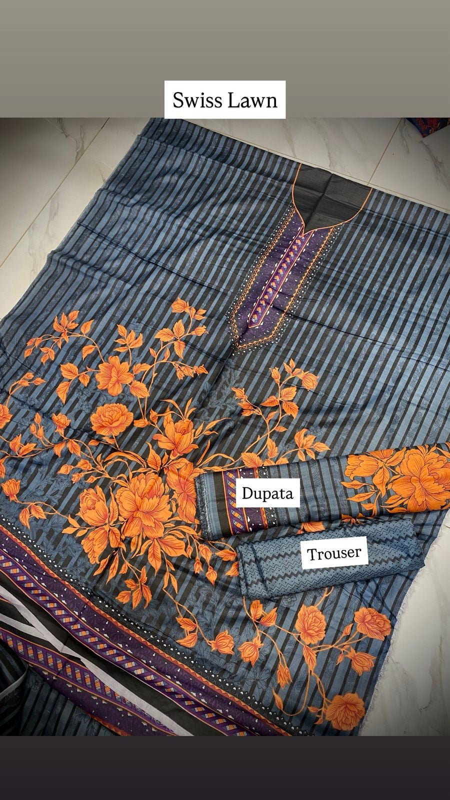 Fabric Swiss lawn (febron) Full shirt printed Printed shalwar Printed swiss lawn dupatta