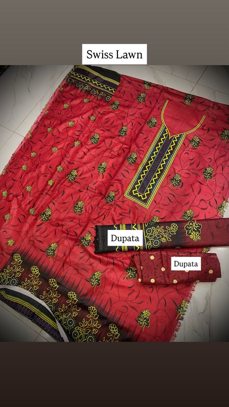Fabric Swiss lawn (febron) Full shirt printed Printed shalwar Printed swiss lawn dupatta